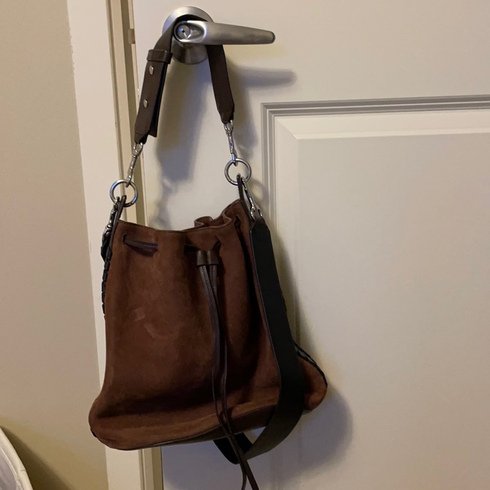 All Saints brown suede bag
